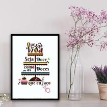 Quadro Decorativo Doces Que Faço 33X24Cm - Com Vidro Branca