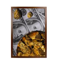 Quadro Decorativo Dólar Americano Ouro Dinheiro Finança Quarto Sala 60x90cm
