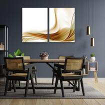 Quadro Decorativo Dourado/Branco Abstrato Gold Wave 2 Peças