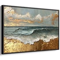 Quadro decorativo Dourado Horizonte Oceânico em Luz Serena - Art Canvas