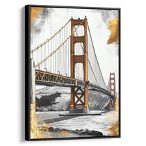 Quadro decorativo Dourado Portal de Conexões Sobre o Mar - Art Canvas