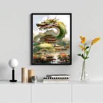 Quadro Decorativo Dragão Chinês 45X34Cm - Com Vidro