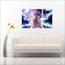 Quadro Decorativo Dragon Ball Goku Quartos e Salas 3 peças Com Moldura