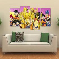 Quadro Decorativo Dragon Ball Mosaico Sala Em Tecido 4 Peças