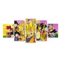 Quadro Decorativo Dragon Ball Z Goku Anime Para Quarto Kit 5 peças 115x60cm - Car Premium
