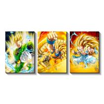 Quadro Decorativo Dragonball Z Goku Gohan Gotenks Mdf 6mm 19x28cm 3 Unidades