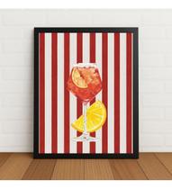 Quadro Decorativo Drink Aperol Spritz 24x33cm Com Vidro Preto Quadro Decorativo Drink Aperol Spritz 24x33cm Com Vidro Preto