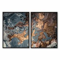 Quadro Decorativo Dupla 60x90 Marmorizado Para Sala Escritório Preto Dourado Quadro Decorativo Dupla 60x90 Marmorizado Para Sala Escritório Preto Dourado
