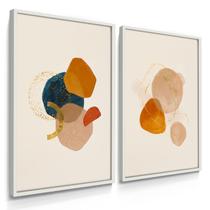 Quadro Decorativo Dupla Absatrto Luxo Laranja Azul Casa Sala Decoração Hambinete 70x50 com Moldura Quadro Decorativo Dupla Absatrto Luxo Laranja Azul Casa Sala Decoração Hambinete 70x50 com Moldura