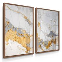 Quadro Decorativo Dupla Abstrato Gold Sala Escritório Vidro Quadro Decorativo Dupla Abstrato Gold Sala Escritório Vidro