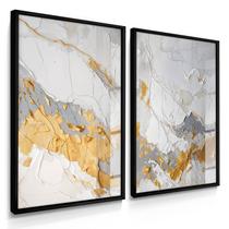 Quadro Decorativo Dupla Abstrato Gold Sala Escritório Vidro Quadro Decorativo Dupla Abstrato Gold Sala Escritório Vidro