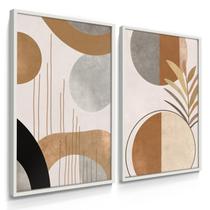 Quadro Decorativo Dupla Boho Marrom Sala Decoração 70x50 com Moldura Quadro Decorativo Dupla Boho Marrom Sala Decoração 70x50 com Moldura