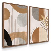 Quadro Decorativo Dupla Boho Marrom Sala Decoração 70x50 com Moldura Quadro Decorativo Dupla Boho Marrom Sala Decoração 70x50 com Moldura
