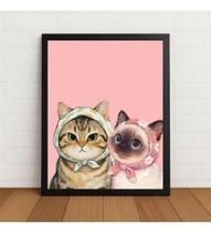 Quadro Decorativo Dupla De Gatos Fofos Com Lenço Preto Quadro Decorativo Dupla De Gatos Fofos Com Lenço Preto