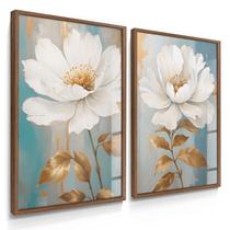 Quadro Decorativo Dupla Flor Anêmona Branca Decoração Casa Moderna Luxo 70x50 com Vidro Quadro Decorativo Dupla Flor Anêmona Branca Decoração Casa Moderna Luxo 70x50 com Vidro