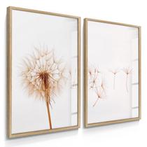 Quadro Decorativo Dupla Flor Dente de Leão Flor Bela Decoração Quarto Lindo Presente 70x50 com Vidro