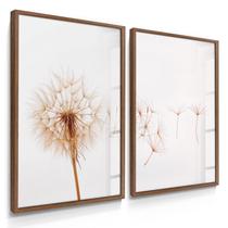 Quadro Decorativo Dupla Flor Dente de Leão Flor Bela Decoração Quarto Lindo Presente 70x50 com Vidro