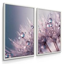Quadro Decorativo Dupla Flor Dente de Leão Rosé para Sala Quarto com Moldura Quadro Decorativo Dupla Flor Dente de Leão Rosé para Sala Quarto com Moldura