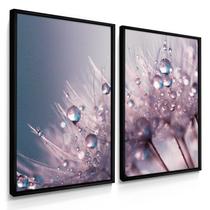 Quadro Decorativo Dupla Flor Dente de Leão Rosé para Sala Quarto com Moldura Quadro Decorativo Dupla Flor Dente de Leão Rosé para Sala Quarto com Moldura