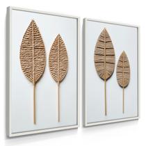 Quadro Decorativo Dupla Folhas Naturais Rústico Minimalista Decor Sala com Moldura Quadro Decorativo Dupla Folhas Naturais Rústico Minimalista Decor Sala com Moldura