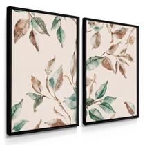 Quadro Decorativo Dupla Galhos Arte Floral Decoração Escritório 70x50 com Moldura Quadro Decorativo Dupla Galhos Arte Floral Decoração Escritório 70x50 com Moldura