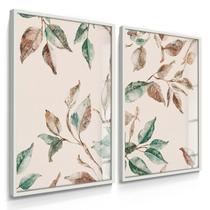 Quadro Decorativo Dupla Galhos Folhas Decoração Casa Nova Moderna 70x50 com Vidro Quadro Decorativo Dupla Galhos Folhas Decoração Casa Nova Moderna 70x50 com Vidro