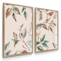 Quadro Decorativo Dupla Galhos Folhas Decoração Casa Nova Moderna 70x50 com Vidro Quadro Decorativo Dupla Galhos Folhas Decoração Casa Nova Moderna 70x50 com Vidro