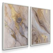 Quadro Decorativo Dupla Mármore Golden Duo Decoração Luxo Sala Parede Moderna com Moldura Quadro Decorativo Dupla Mármore Golden Duo Decoração Luxo Sala Parede Moderna com Moldura