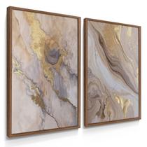 Quadro Decorativo Dupla Mármore Golden Grande Sala de Jantar Escritório 70x50 com Moldura Quadro Decorativo Dupla Mármore Golden Grande Sala de Jantar Escritório 70x50 com Moldura