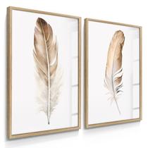 Quadro Decorativo Dupla Penas Decoração para Quarto Loja Arte Moderna com Vidro Quadro Decorativo Dupla Penas Decoração para Quarto Loja Arte Moderna com Vidro