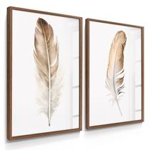 Quadro Decorativo Dupla Penas Decoração para Quarto Loja Arte Moderna com Vidro Quadro Decorativo Dupla Penas Decoração para Quarto Loja Arte Moderna com Vidro