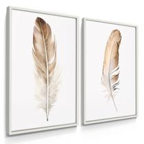 Quadro Decorativo Dupla Penas Real Decoração Quarto Sala Novo Luxo com Moldura