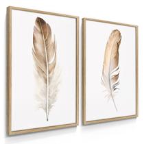 Quadro Decorativo Dupla Penas Real Decoração Quarto Sala Novo Luxo com Moldura