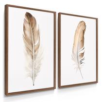 Quadro Decorativo Dupla Penas Real Decoração Quarto Sala Novo Luxo com Moldura