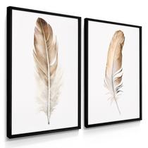 Quadro Decorativo Dupla Penas Real Grande Quarto Sala Grande 70x50 com Moldura Quadro Decorativo Dupla Penas Real Grande Quarto Sala Grande 70x50 com Moldura