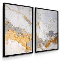 Quadro Decorativo Dupla Sala Morderna gold 70x50 com Moldura