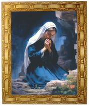 Quadro decorativo e religioso da nossa Senhora Da Contemplação, Ajoelhada, modelo 01, Tamanho 30x25cm. Angelus.