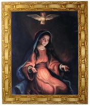 Quadro decorativo e religioso da nossa Senhora Da Contemplação, Ajoelhada, modelo 02, Tamanho 30x25cm. Angelus.
