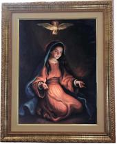 Quadro decorativo e religioso da Nossa Senhora Da Contemplação, ajoelhada, modelo 02, Tamanho 53x43cm Angelus.