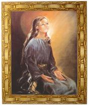 Quadro decorativo e religioso da nossa Senhora Da Contemplação, Ajoelhada, modelo 03, Tamanho 30x25cm. Angelus.