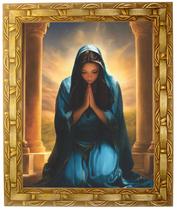 Quadro decorativo e religioso da nossa Senhora Da Contemplação, Ajoelhada, modelo 04, Tamanho 30x25cm. Angelus.