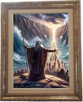 Quadro decorativo e religioso da Travessia do Mar Vermelho, modelo 01, Tamanho 53x43cm. Angelus.