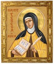 Quadro decorativo e religioso de Santa Teresa DÁvila, modelo 02, Tamanho 30x25cm. Angelus.