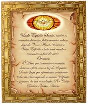 Quadro decorativo e religioso do Espírito Santo com oração, modelo 06, Tamanho 30x25cm. Angelus.