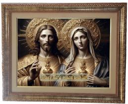 Quadro decorativo e religioso dos Sagrados Corações de Jesus e Maria com frase, modelo 06, Medindo 53x43cm. Angelus. Quadro decorativo e religioso dos Sagrados Corações de Jesus e Maria com frase, modelo 06, Medindo 53x43cm. Angelus.
