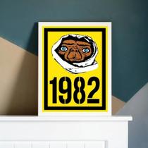 Quadro decorativo e.T 1982 24x18cm - vidro e moldura branca