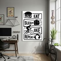 Quadro Decorativo Eat Sleep Bike Repeat-70x50cm Mold Branca Quadro Decorativo Eat Sleep Bike Repeat-70x50cm Mold Branca