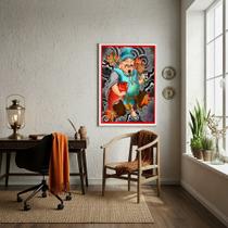 Quadro Decorativo Ebisu - Deus Japonês da Sorte - 70x50cm Cor:Moldura Preta