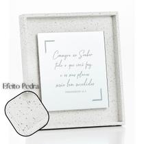 Quadro Decorativo Efeito Pedra Com Espelho Personalizável Versículo Quarto Escritório Consultório