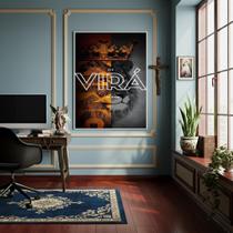 Quadro Decorativo Ele Virá Em Breve - Leão De Judá - 70X50Cm Quadro Decorativo Ele Virá Em Breve - Leão De Judá - 70X50Cm